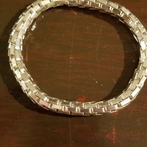 Silver braided shiny fashion bracelet